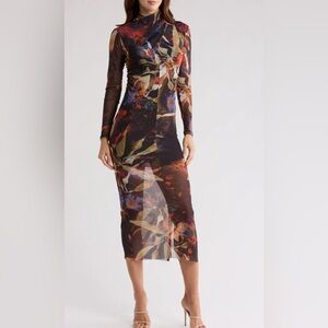 ALLSAINTS collection Sheer Long Sleeve Mesh Dress